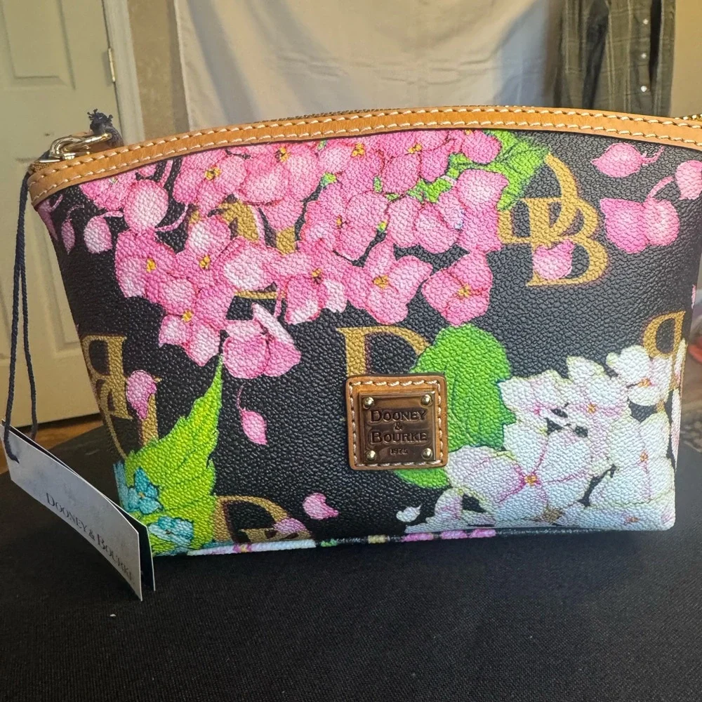 Dooney & Bourke Black Floral Cosmetic Pouch